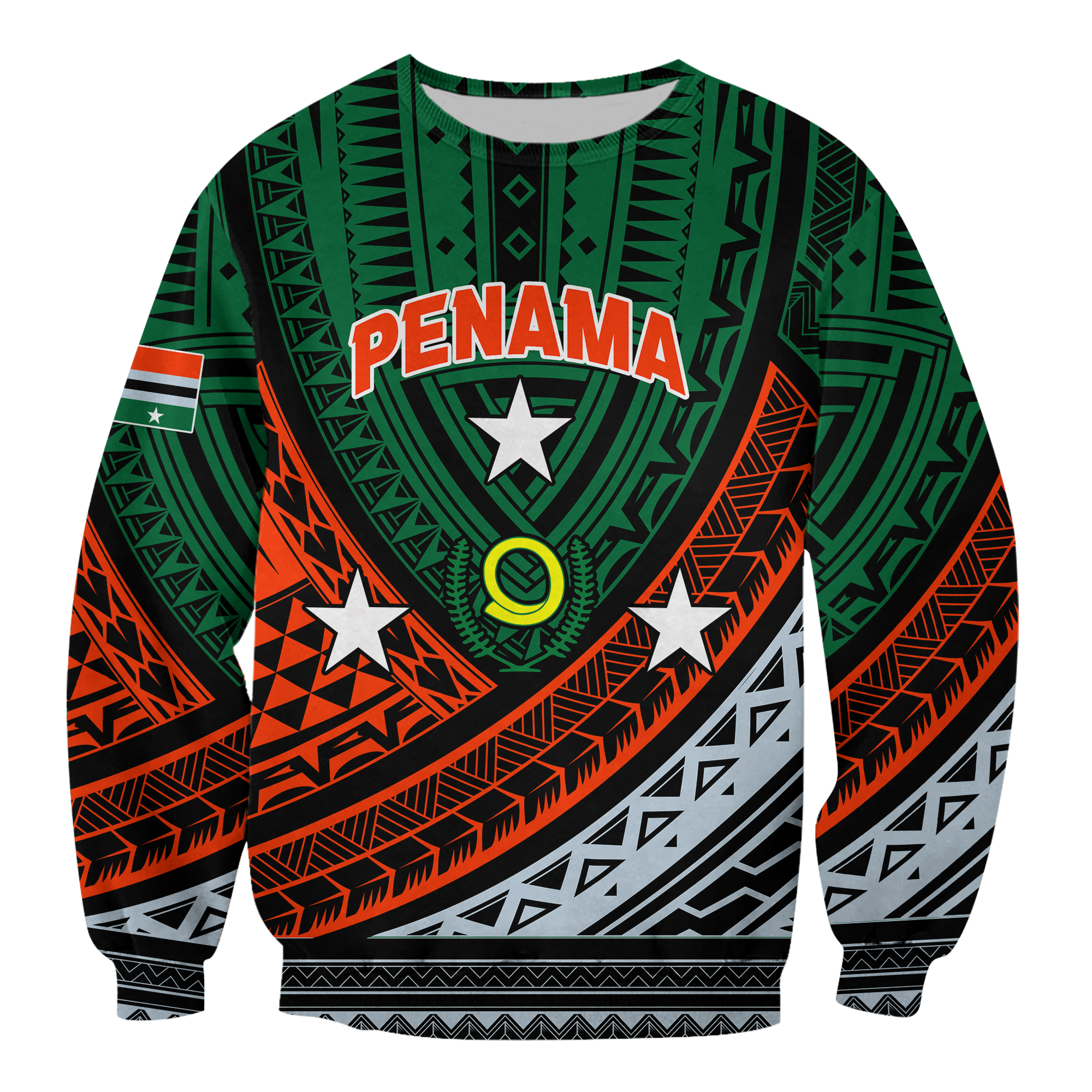 (Custom Personalised) Vanuatu Penama Province Tribal Pattern Sweatshirt - LT12 Unisex Green - Polynesian Pride