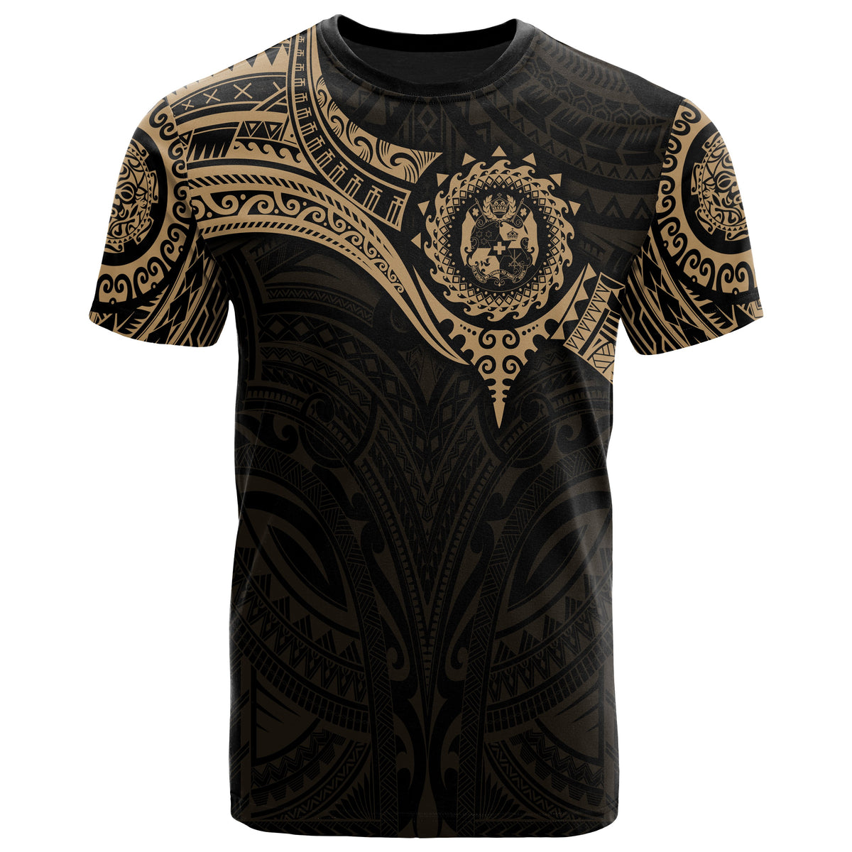 Tonga Polynesian T Shirt Full Color Heart Shield - Polynesian Pride