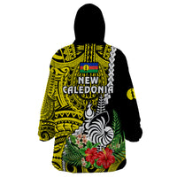 New Caledonia Polynesian Coat Of Arms Mix Tropical Flowers Wearable Blanket Hoodie LT14 - Polynesian Pride