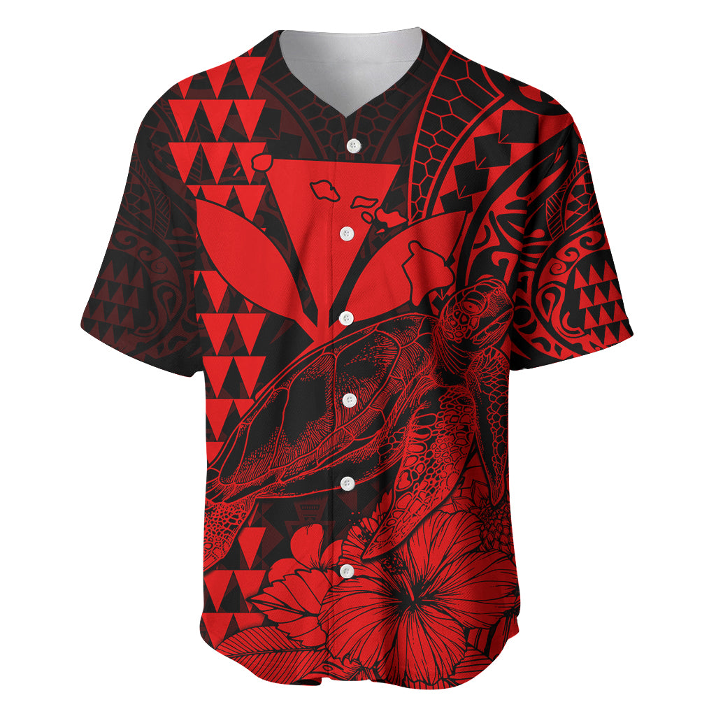 Kakau Polynesian Tribal Hawaiian Turtle with Kanaka Maoli Red Baseball Jersey LT9 - Polynesian Pride