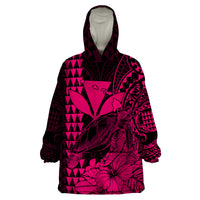 Kakau Polynesian Tribal Hawaiian Turtle with Kanaka Maoli Pink Wearable Blanket Hoodie LT9 Unisex One Size - Polynesian Pride