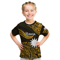 (Custom Personalised) Nauru Polynesian Hibiscus Naoero Glod Kid T Shirt LT14 Youth XL Size14 - Polynesian Pride
