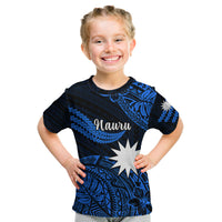 (Custom Personalised) Nauru Polynesian Hibiscus Naoero Blue Kid T Shirt LT14 Youth XL Size14 - Polynesian Pride