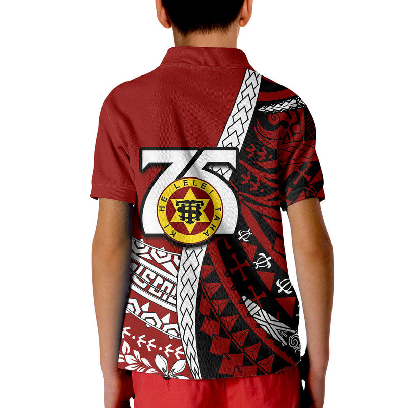 Custom Tonga High School 75th Anniversary Polo Shirt Red Polynesian Minimalist Style LT9 - Polynesian Pride