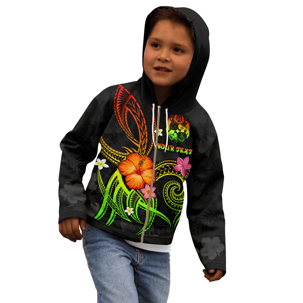 Tonga Polynesian Custom Zip up Hoodie Legend of Tonga (Raggae) - Polynesian Pride