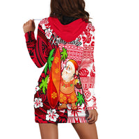 Mele Kalikimaka Hoodie Dress - Christmas Hawaii With Santa Claus LT13 - Polynesian Pride