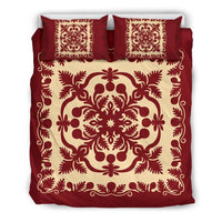 Hawaiian Palm Tree Quilt Vintage Bedding Set Black - Polynesian Pride