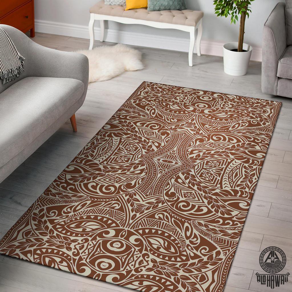 Polynesian Brown Area Rug Black - Polynesian Pride