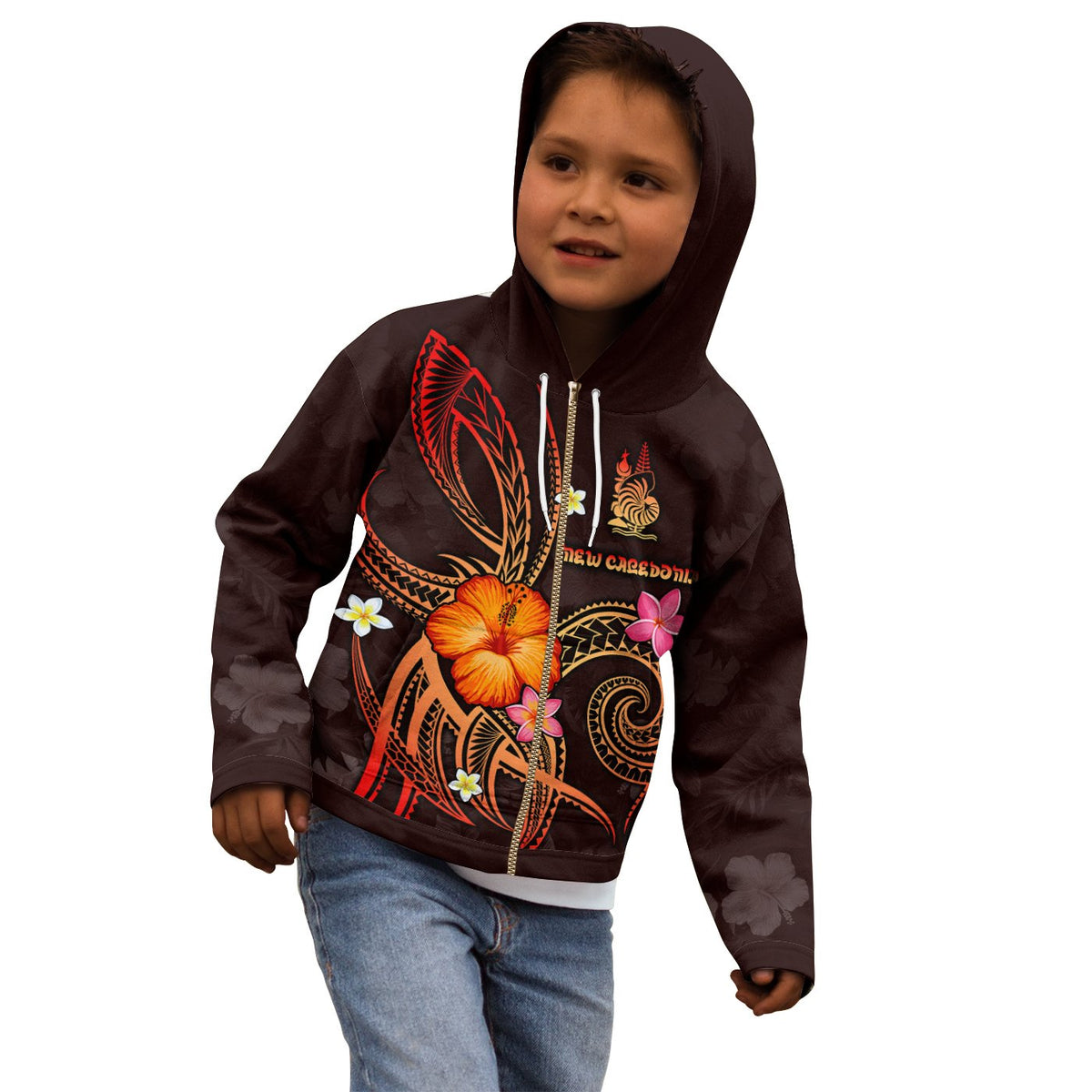 New Caledonia Polynesian Zip up Hoodie Legend of New Caledonia (Red) - Polynesian Pride
