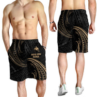 Papua New Guinea Polynesian Men's Short - Gold Tribal Wave - Polynesian Pride