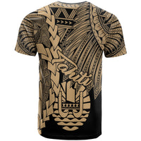 Tahiti Polynesian Custom T Shirt Tribal Wave Tattoo Gold - Polynesian Pride