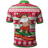 Hawaii Christmas Polo Shirt Santa Surfing - Polynesian Pride