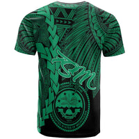 Federated States of Micronesia Custom T Shirt Tribal Wave Tattoo Green - Polynesian Pride