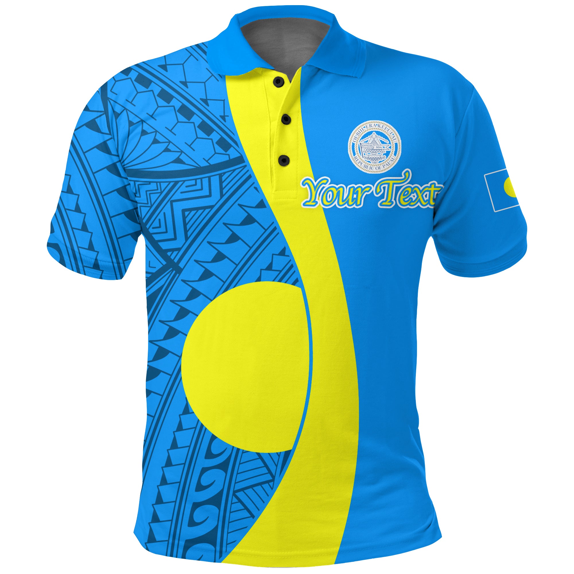 Custom Palau Polo Shirt Tribal Pattern LT12 Unisex Blue - Polynesian Pride
