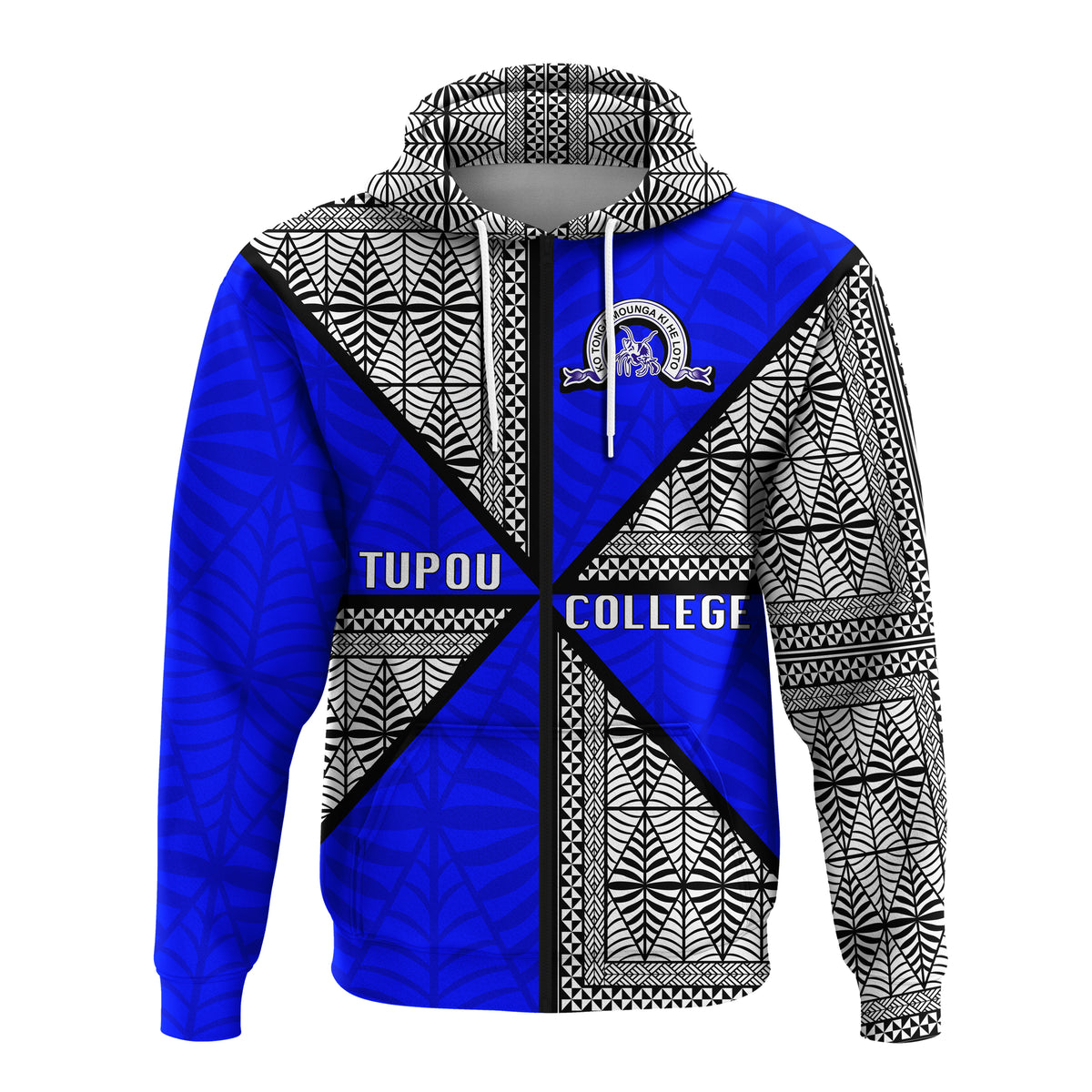 Tonga Tupou College Zip up Hoodie Tongan Patterns LT20 - Polynesian Pride