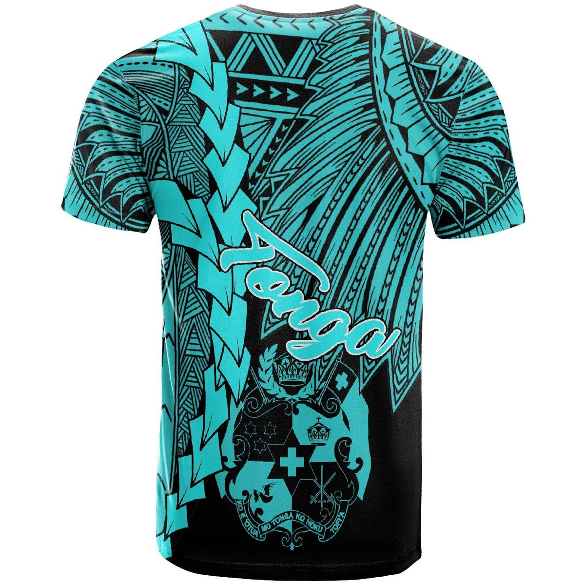 Tonga Polynesian T Shirt Tribal Wave Tattoo Neon Blue - Polynesian Pride