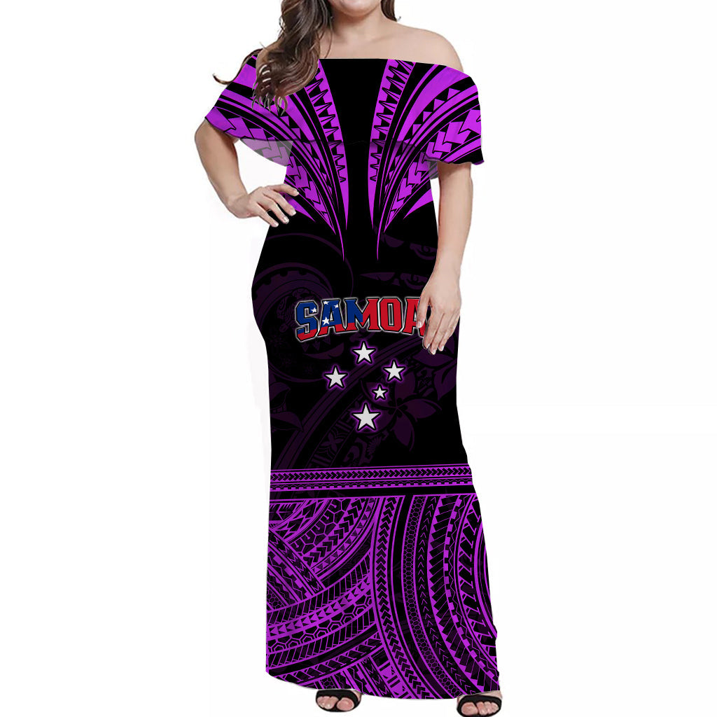Custom Polynesian Couple Outfits Samoa Tatau Matching Dress and Hawaiian Shirt Purple Polynesian Proud Samoan LT13 - Polynesian Pride