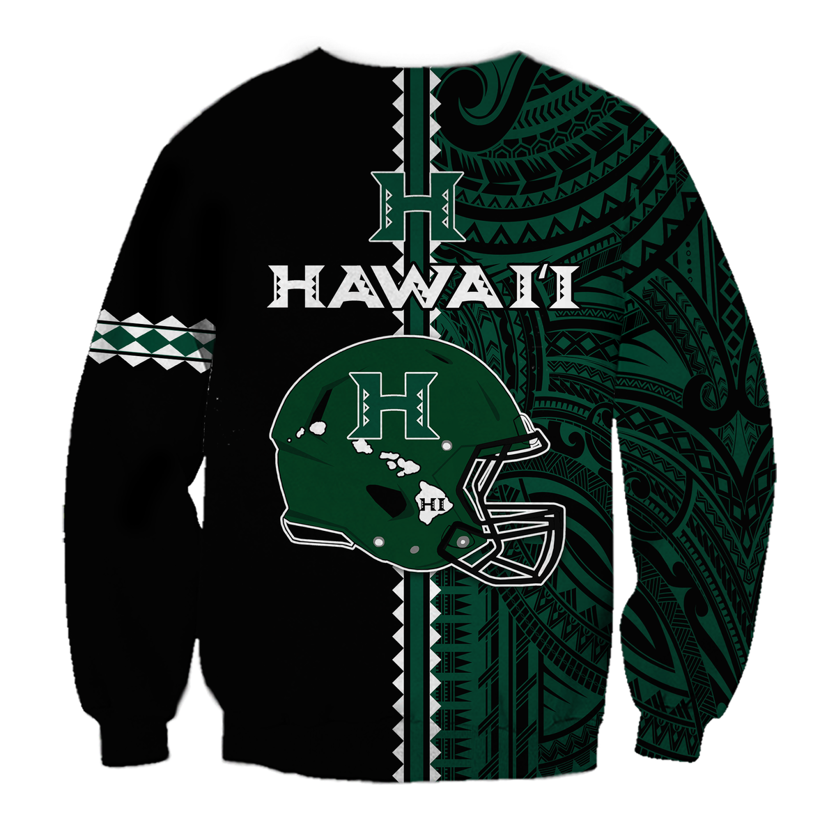 Hawaii Kakau Warrior Football Sweatshirt - LT12 - Polynesian Pride