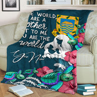 (Custom Personalised) Tuvalu Mothers Day With Green Turtle Blanket - LT12 - Polynesian Pride