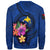 Papua New Guinea Polynesian Sweater - Floral With Seal Blue - Polynesian Pride