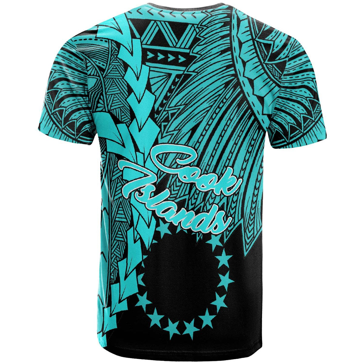 Cook Islands Polynesian Custom T Shirt Tribal Wave Tattoo Neon Blue - Polynesian Pride