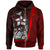 Yap Micronesian Zip up Hoodie Red Turtle with Hook Unisex RED - Polynesian Pride