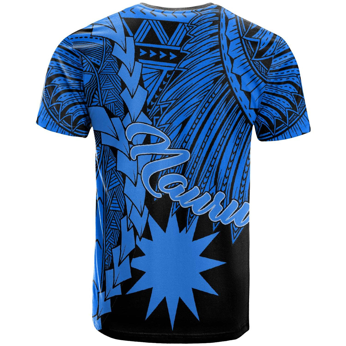 Nauru Polynesian Custom T Shirt Tribal Wave Tattoo Blue - Polynesian Pride