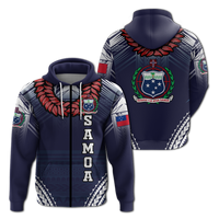 Samoan Ula Fala Art Hoodie LT12 Zip Hoodie Blue - Polynesian Pride