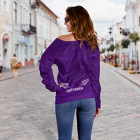 Maori 2021 Off Shoulder Sweater - Purple Aotearoa Tattoo LT13 - Polynesian Pride