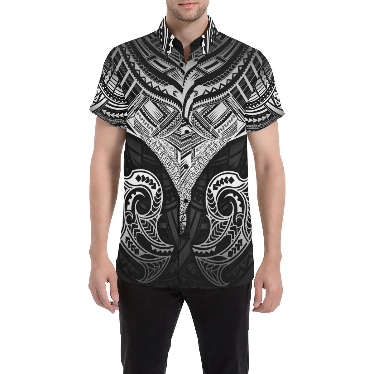 Polynesian Short Sleeve Shirt Short Sleeve Shirt Black - White - Polynesian Pride