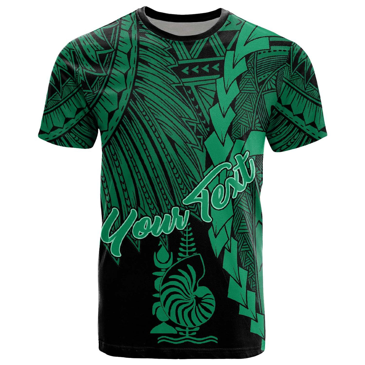 New Caledonia Polynesian Custom T Shirt Tribal Wave Tattoo Green Unisex Green - Polynesian Pride