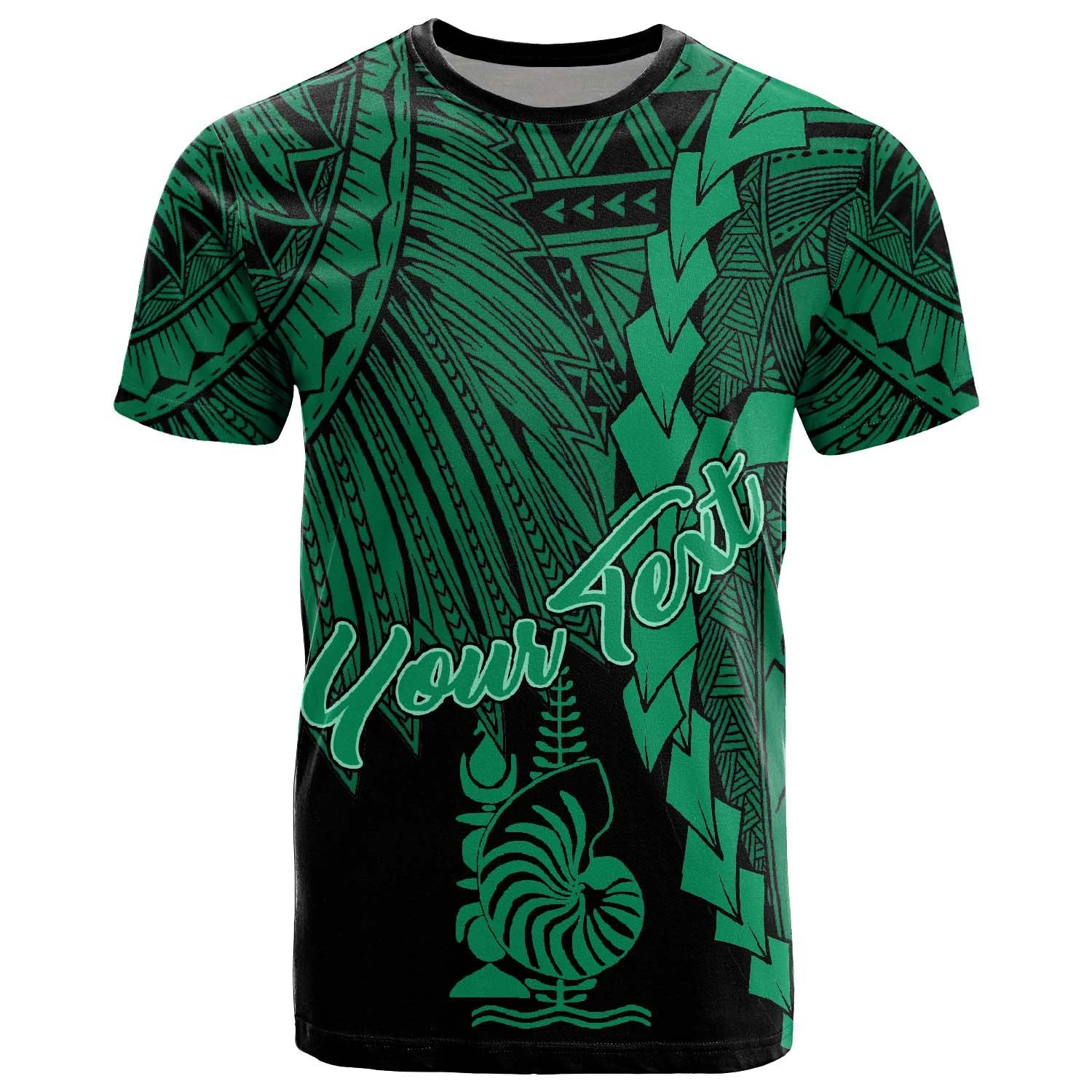 New Caledonia Polynesian Custom T Shirt Tribal Wave Tattoo Green Unisex Green - Polynesian Pride