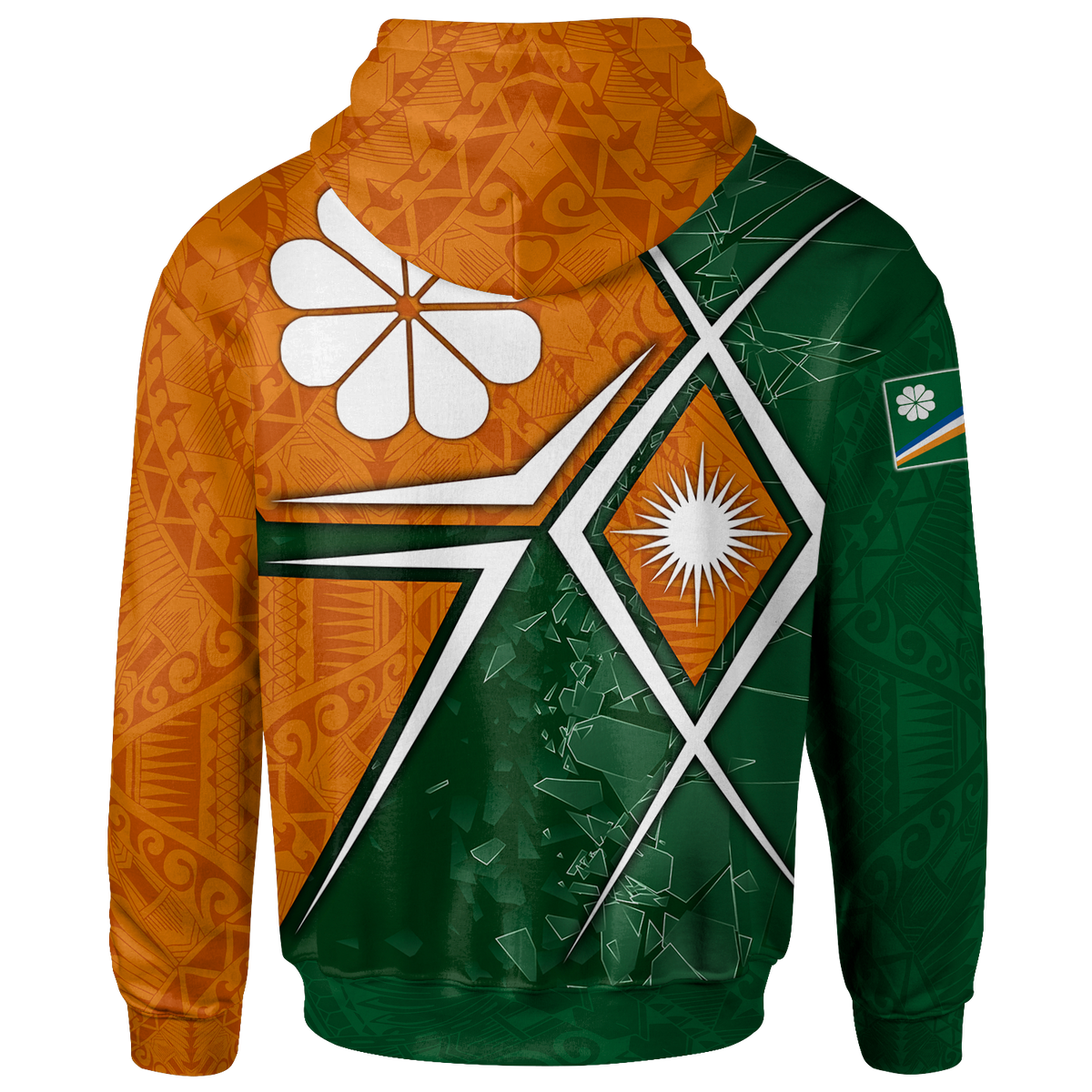 Marshall Islands Hoodie Kwajaleintoll Marshall Islands Flag with Polynesian Patterns - Polynesian Pride