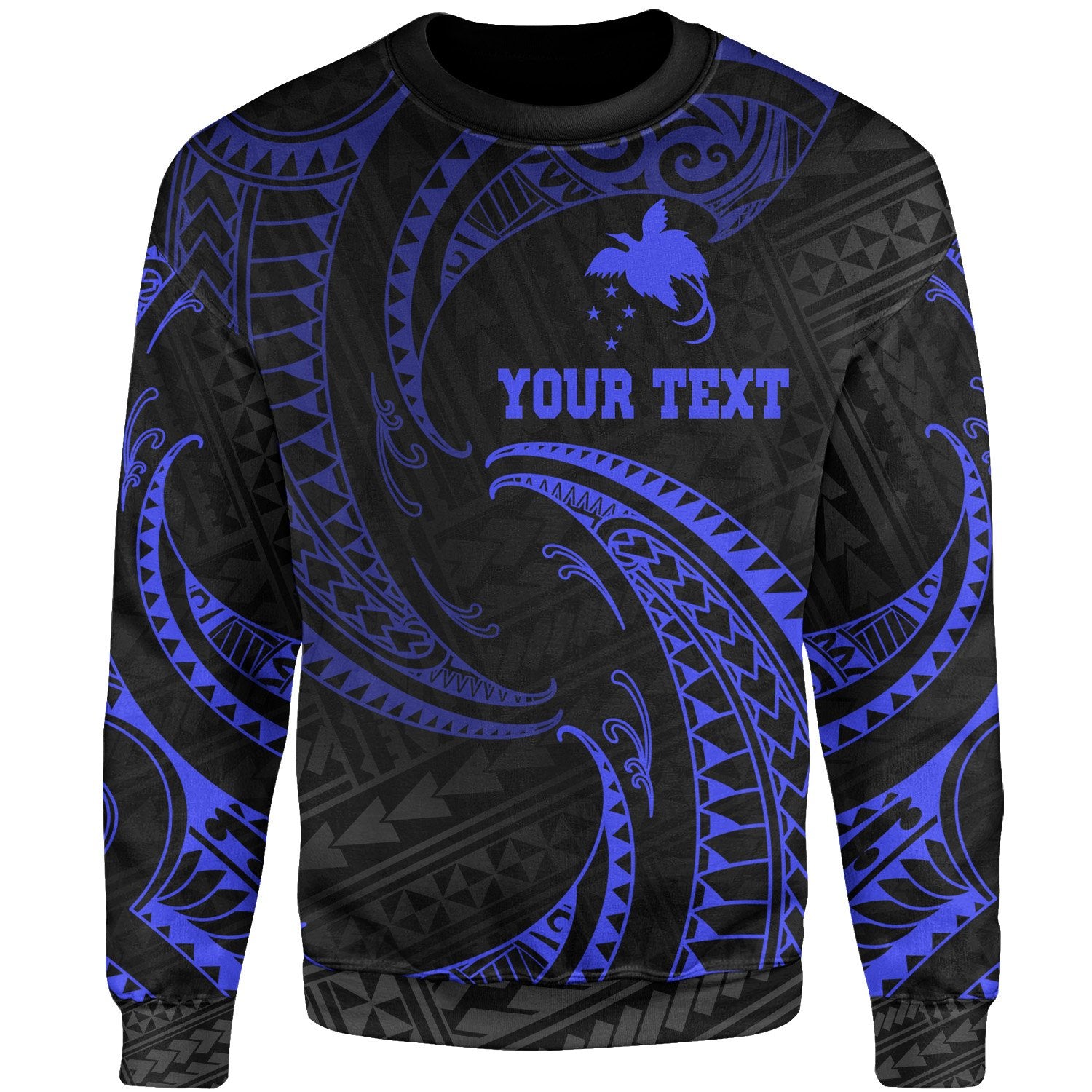 Papua New Guinea Polynesian Custom Personalised Sweater - Blue Tribal Wave Unisex Blue - Polynesian Pride