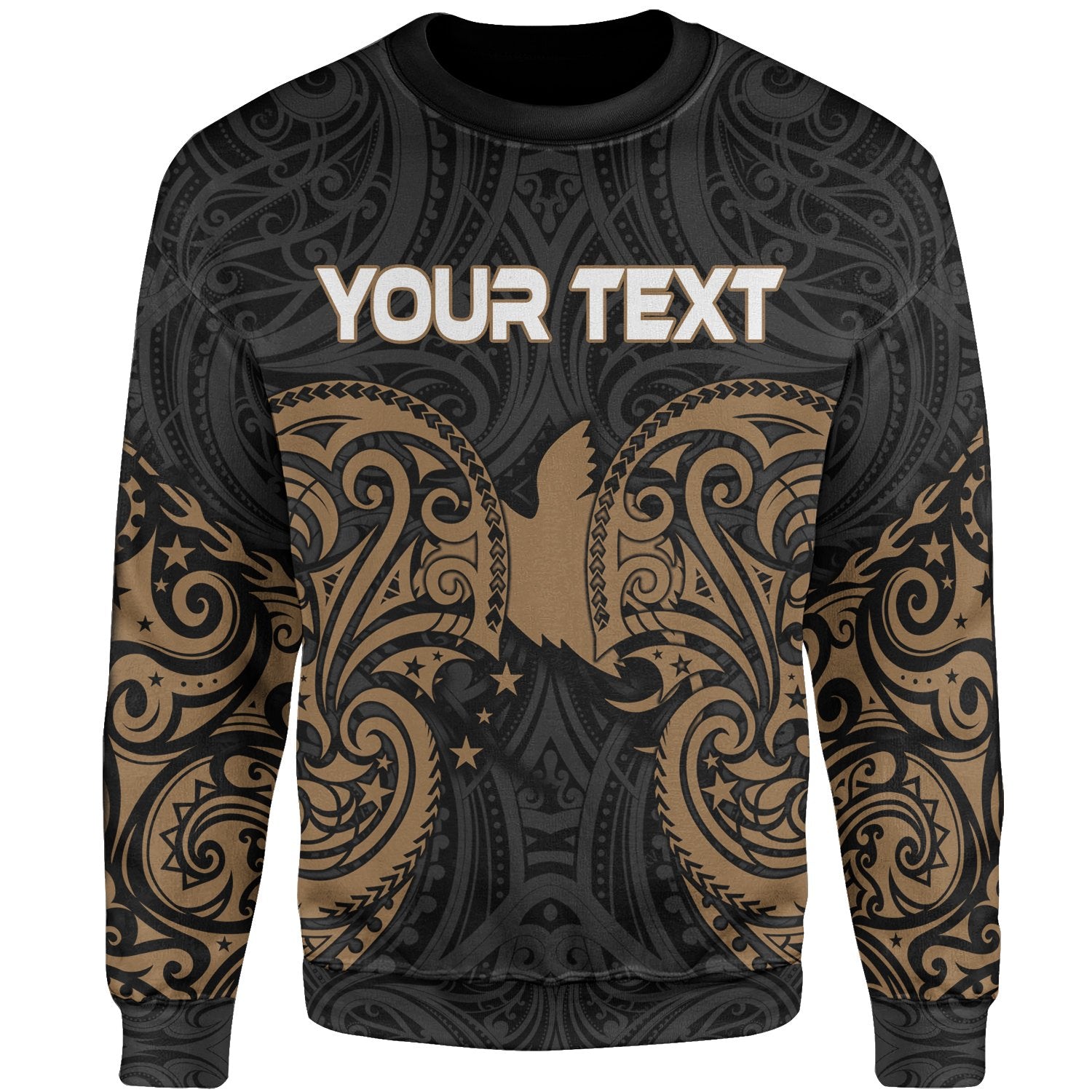 Papua New Guinea Polynesian Custom Personalised Sweater - Spirit Style Gold Unisex Gold - Polynesian Pride