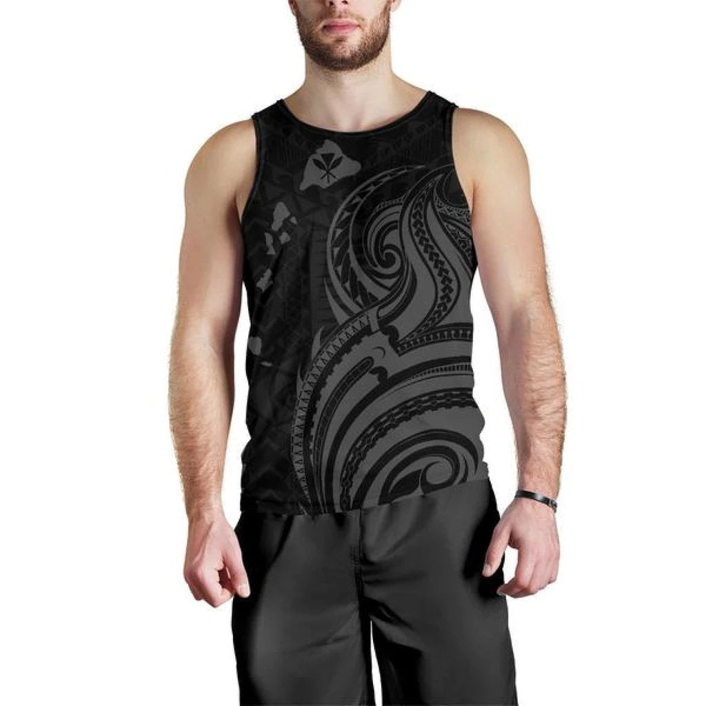 Kanaka Maoli Map Polynesian Tank Top Gray - Polynesian Pride