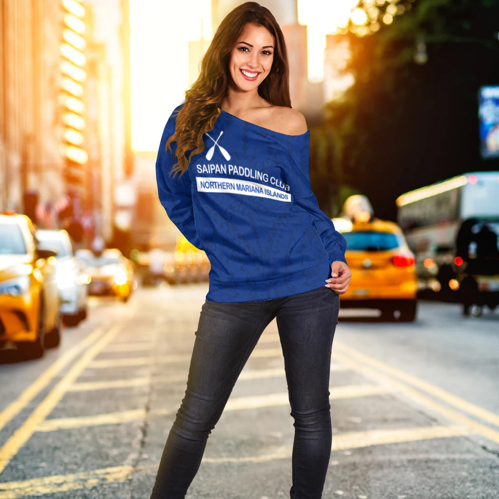Saipan Paddling Club Spc Women's Off Shoulder Sweater - LT12 - Polynesian Pride