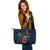 Vanuatu Polynesian Leather Tote - Blue Turtle Hibiscus - Polynesian Pride