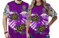 Custom American Samoa Couple Turtles T Shirt Polynesian Valentine HUSBand and WIFE Tie Dye Purple LT13 6XL - Polynesian Pride