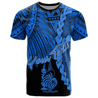 New Caledonia Polynesian Custom T Shirt Tribal Wave Tattoo Blue Unisex Blue - Polynesian Pride