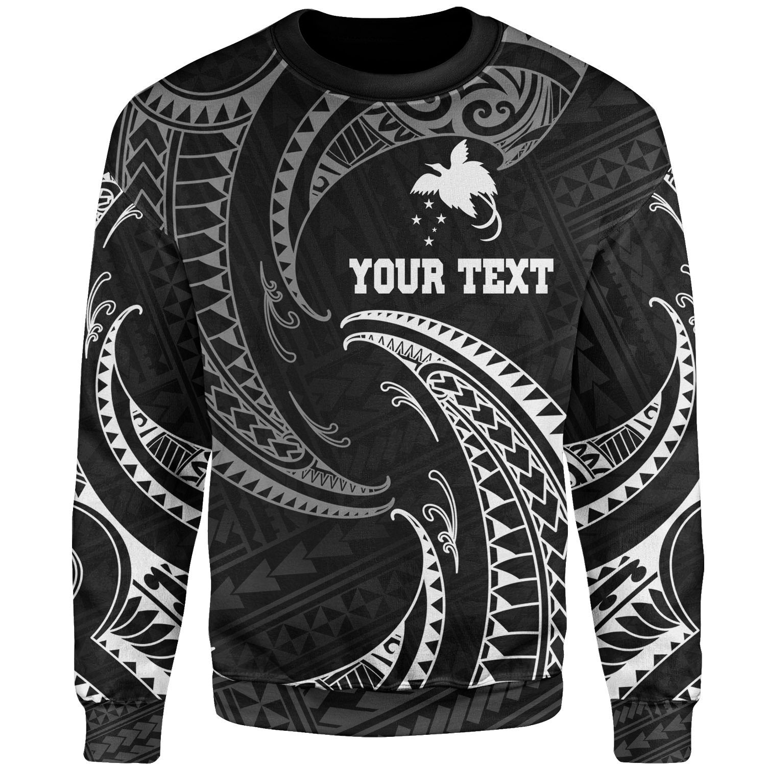 Papua New Guinea Polynesian Custom Personalised Sweater - White Tribal Wave Unisex White - Polynesian Pride