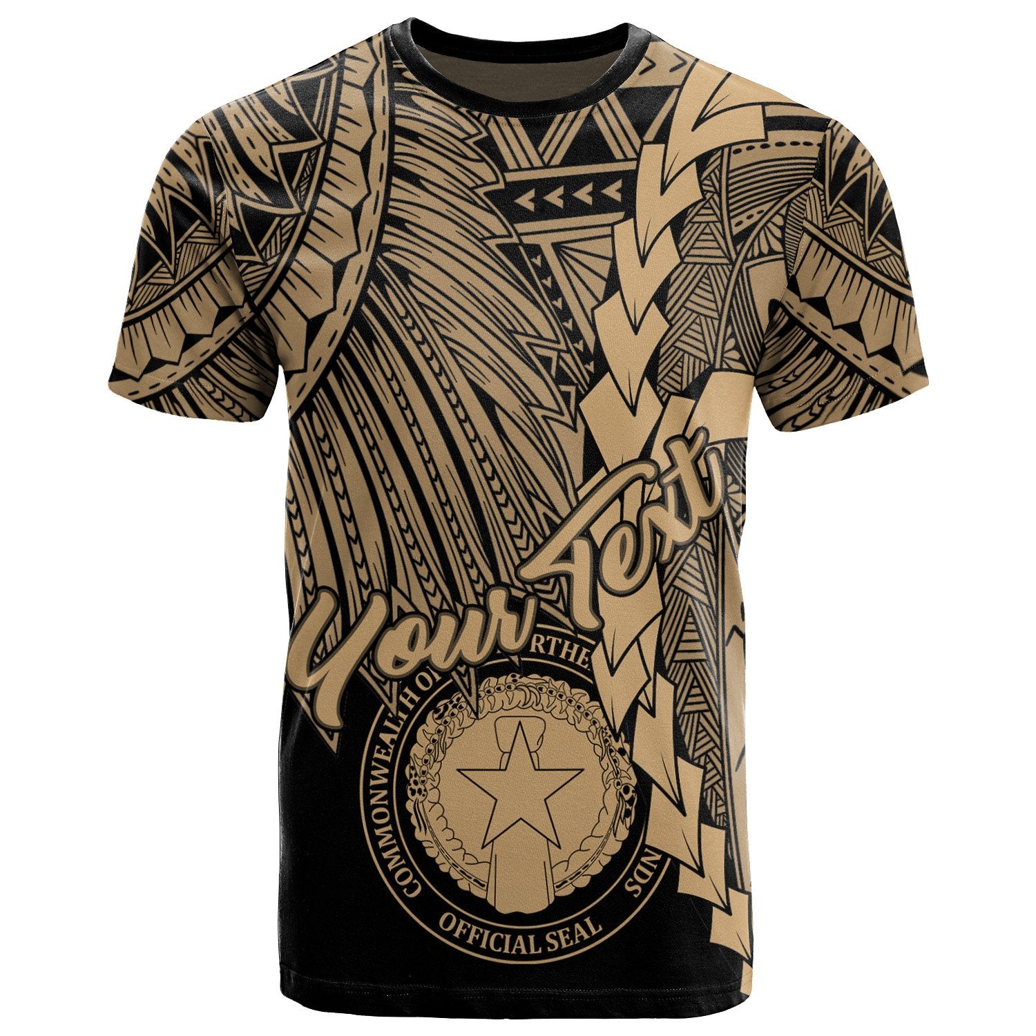 Northern Mariana Islands Polynesian Custom T Shirt Tribal Wave Tattoo Gold Unisex Gold - Polynesian Pride