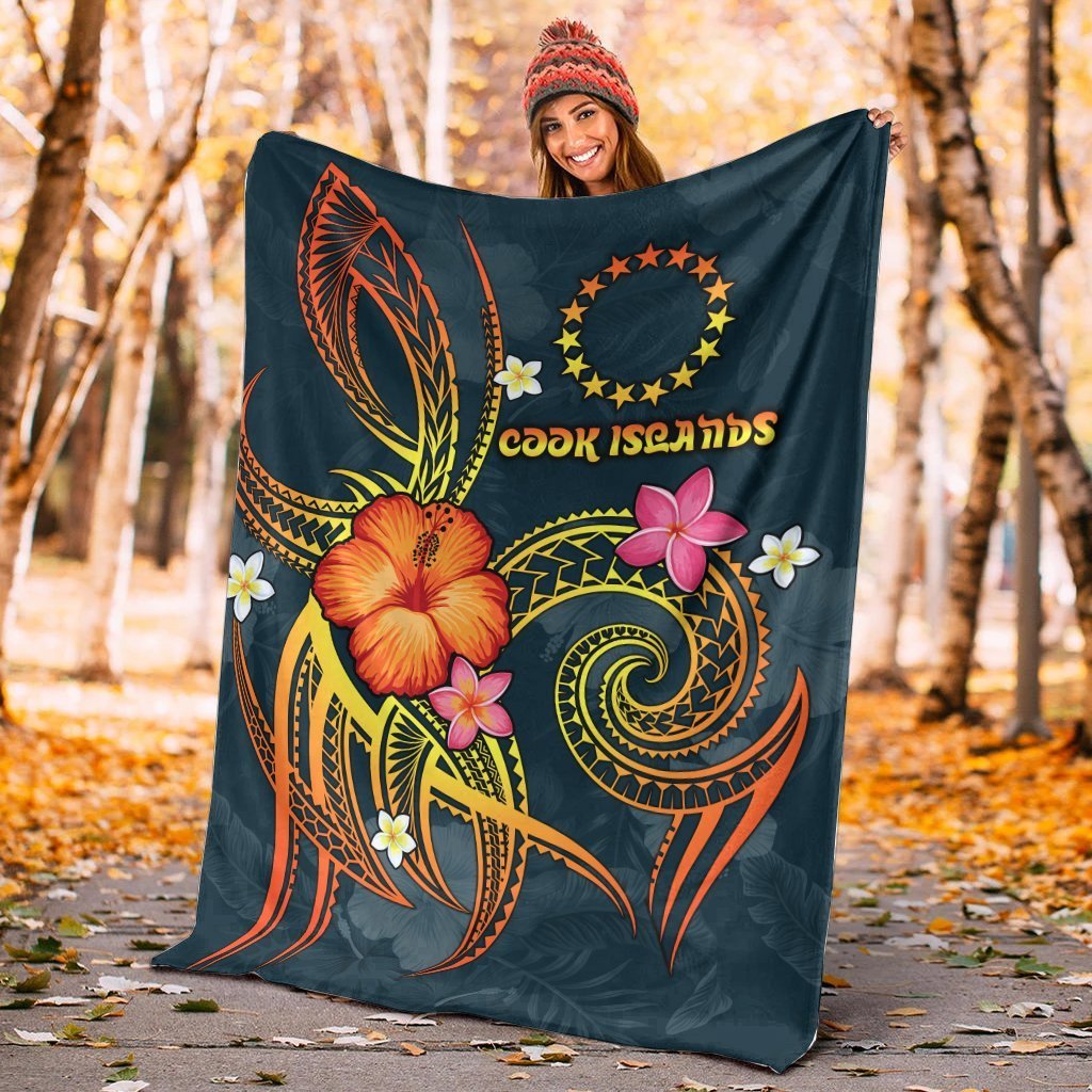 Cook Islands Polynesian Premium Blanket - Legend of Cook Islands (Blue) - Polynesian Pride
