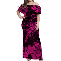 Polynesian Couple Outfits Hawaii Matching Dress and Hawaiian Shirt Polynesia Pink Shark LT13 - Polynesian Pride