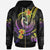 Fiji Custom Zip up Hoodie Plumeria Flowers with Spiral Patterns Unisex Black - Polynesian Pride