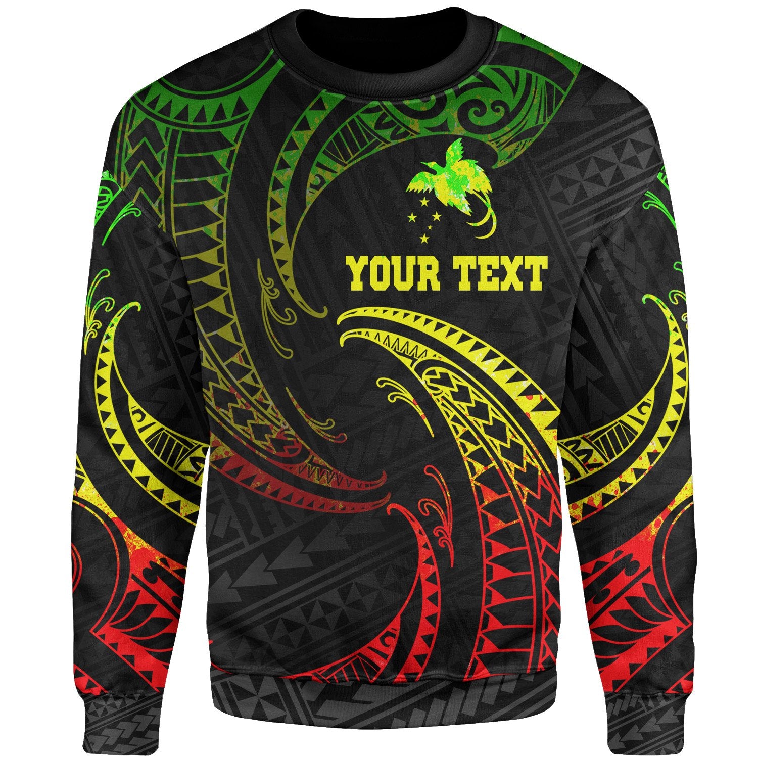 Papua New Guinea Polynesian Custom Personalised Sweater - Reggae Tribal Wave Unisex Reggae - Polynesian Pride