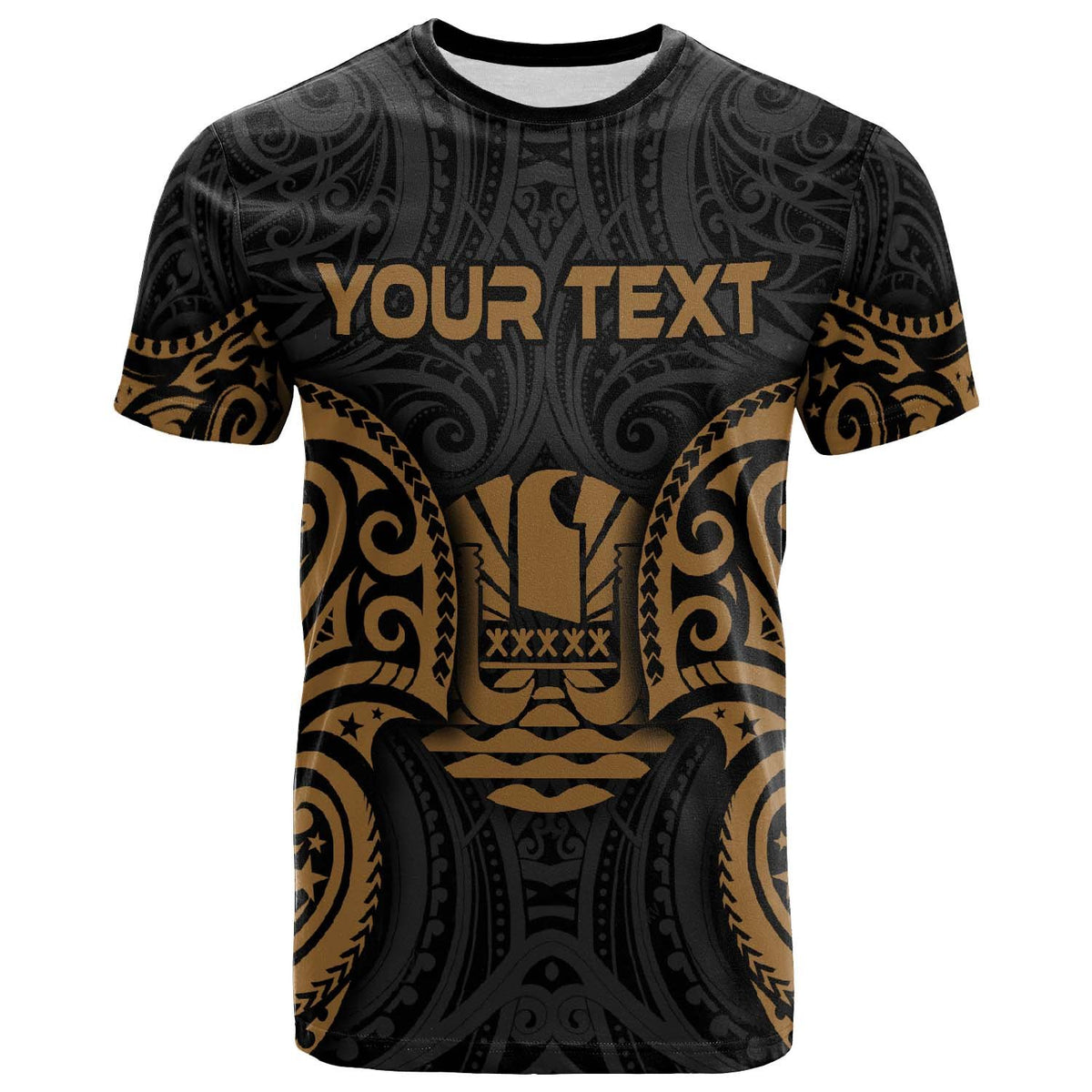 Tahiti Polynesian Custom T Shirt Tahiti Spirit Gold Unisex Gold - Polynesian Pride