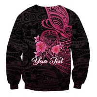 (Custom Personalised) Breast Cancer Pink Ribbon Butterfly Polynesian Black Version Sweatshirt - LT12 - Polynesian Pride