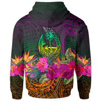 Guam Polynesian Zip up Hoodie Summer Hibiscus - Polynesian Pride
