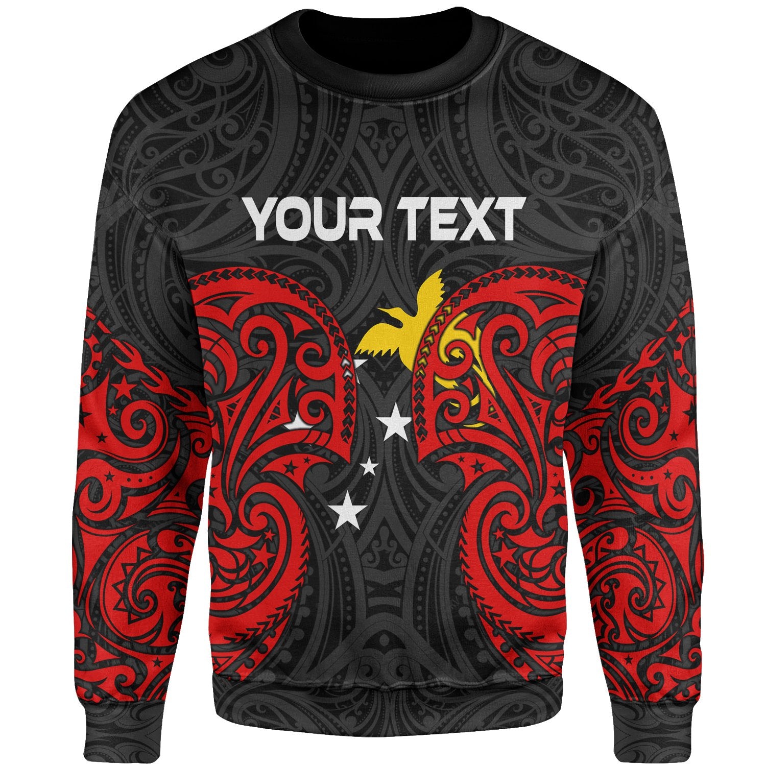 Papua New Guinea Polynesian Custom Personalised Sweater - Spirit Style Unisex Black - Polynesian Pride